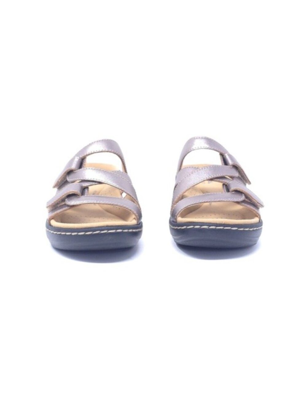 Clarks Collection Merliah Karli Wedge Sandal Metallic Leather 6M - Picture 3 of 10